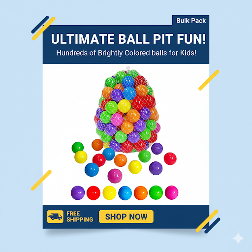 Pack of 50  pcs - Soft Tent Balls Set for Kids and Boys Toys Plastic Ball Multicolor