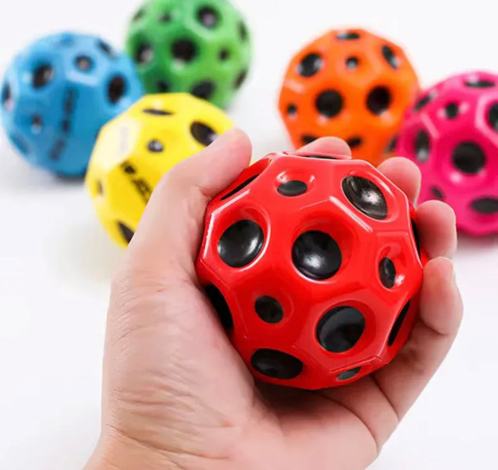 Moon ball anti stress bouncy ball - Bouncy Balls Rubber High Bouncing Balls for Kids Sensory Fidget Toys Stress Relief Hole Ball Sports Training Ball Outdoor Games. Colour as pr available stoke ( Pack of 3 )
