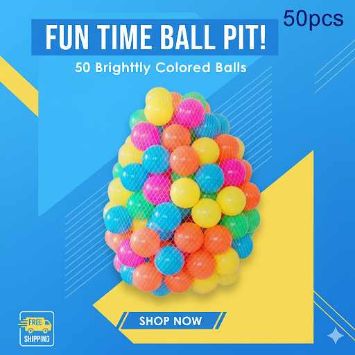 Pack of 50  pcs - Soft Tent Balls Set for Kids and Boys Toys Plastic Ball Multicolor