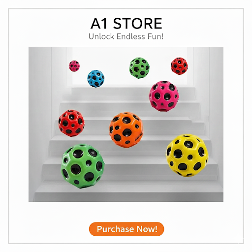 Moon ball anti stress bouncy ball - Bouncy Balls Rubber High Bouncing Balls for Kids Sensory Fidget Toys Stress Relief Hole Ball Sports Training Ball Outdoor Games. Colour as pr available stoke ( Pack of 3 )